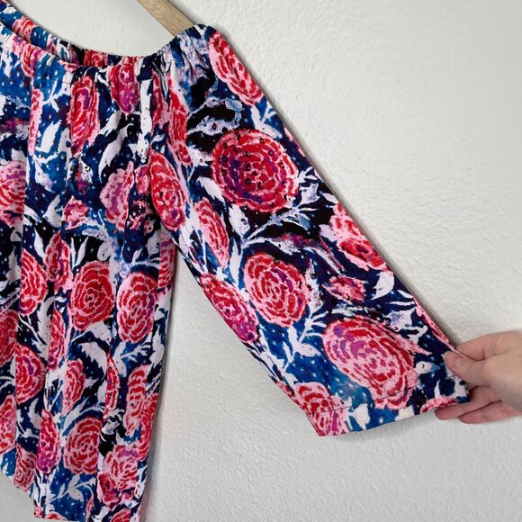 Fuzzi by jean paul gaultier Floral Print Off-Shoulder Chiffon Blouse 38 - Picture 5 of 13